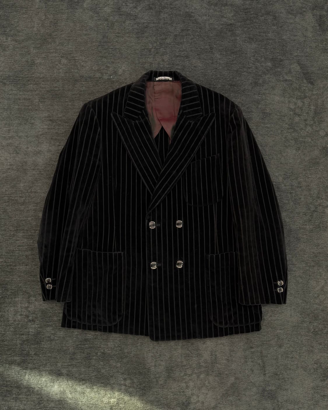 빈티지 벨벳 스트라이프 더블 테일러드 자켓 상품이미지1