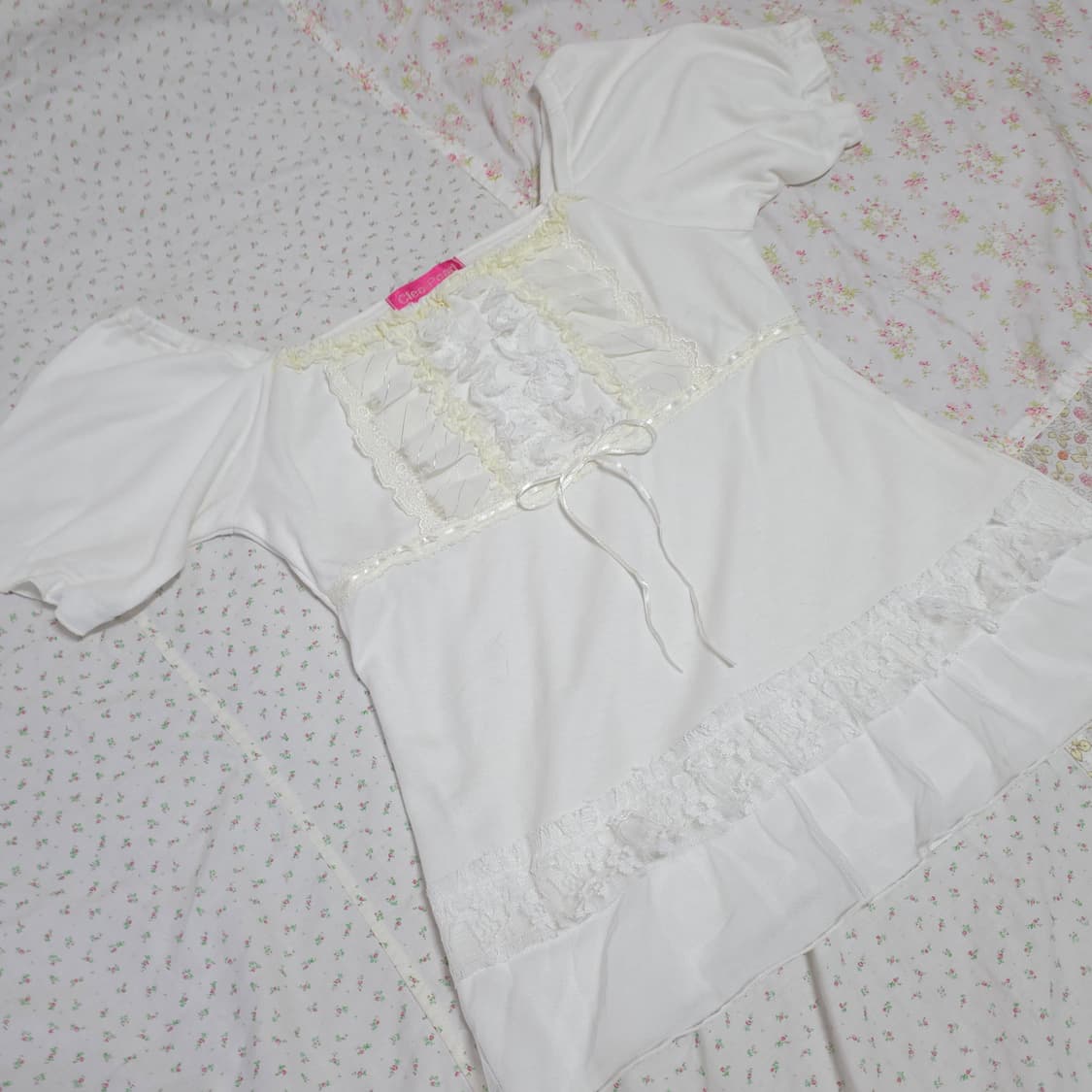 빈티지 화이트 리본 로걀탑 레이스 엑시즈팜 리즈리사깔 히메갸루 상품이미지2