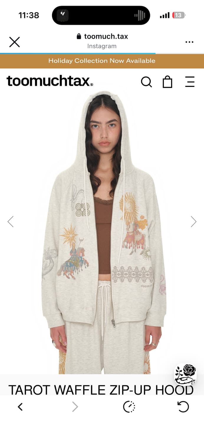 투머치택스 타롯2 와플 후드집업 상품이미지1