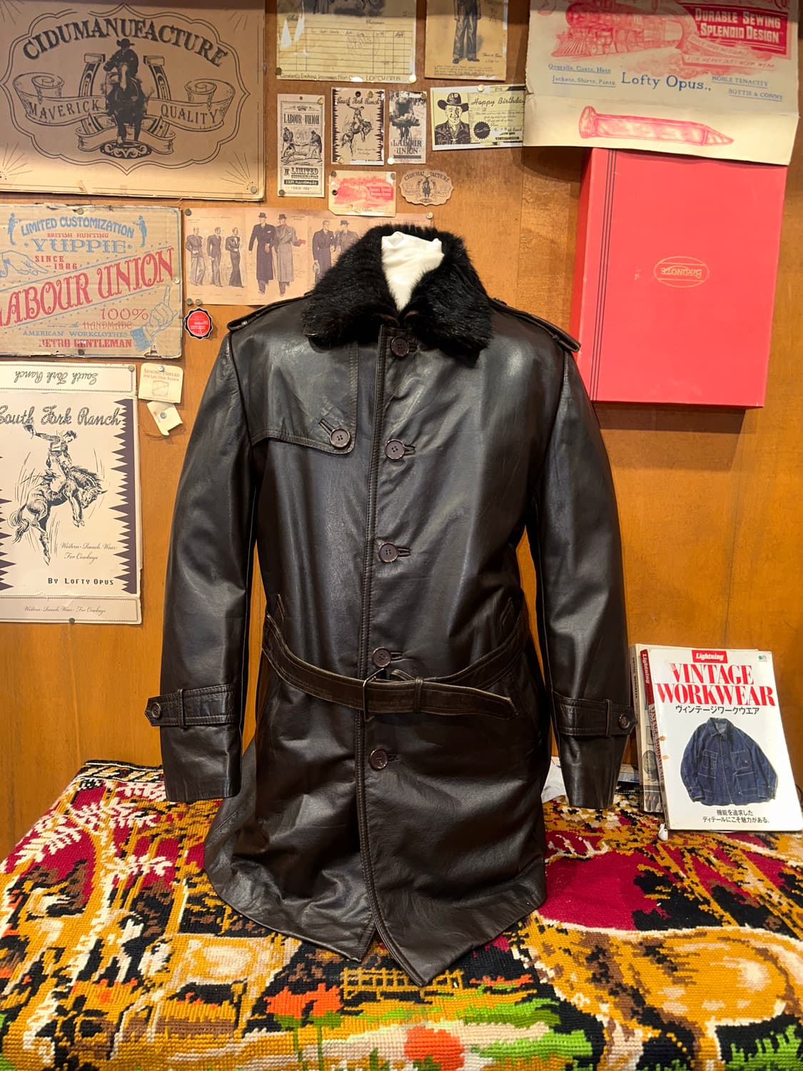 ( L ) 가죽코트 가죽카코트 가죽자켓 워크웨어 아메카지 남자코트 상품이미지4