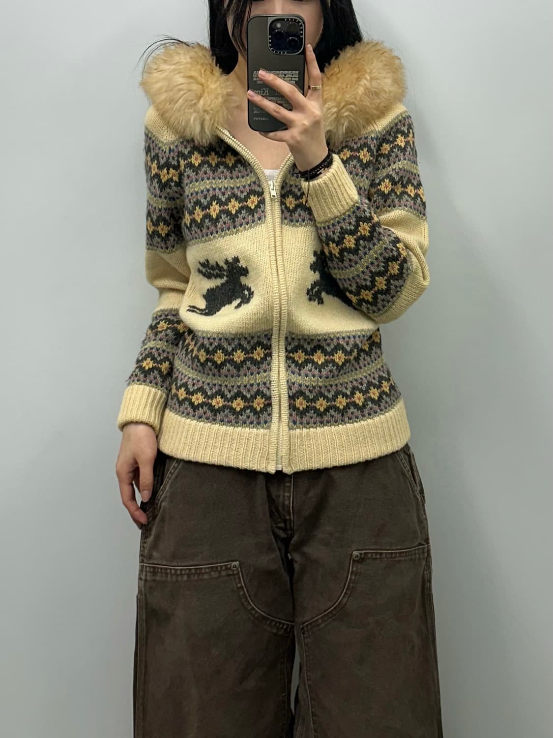 Vintage 맥그리거 울프죠 코위찬 니트집업 상품이미지1