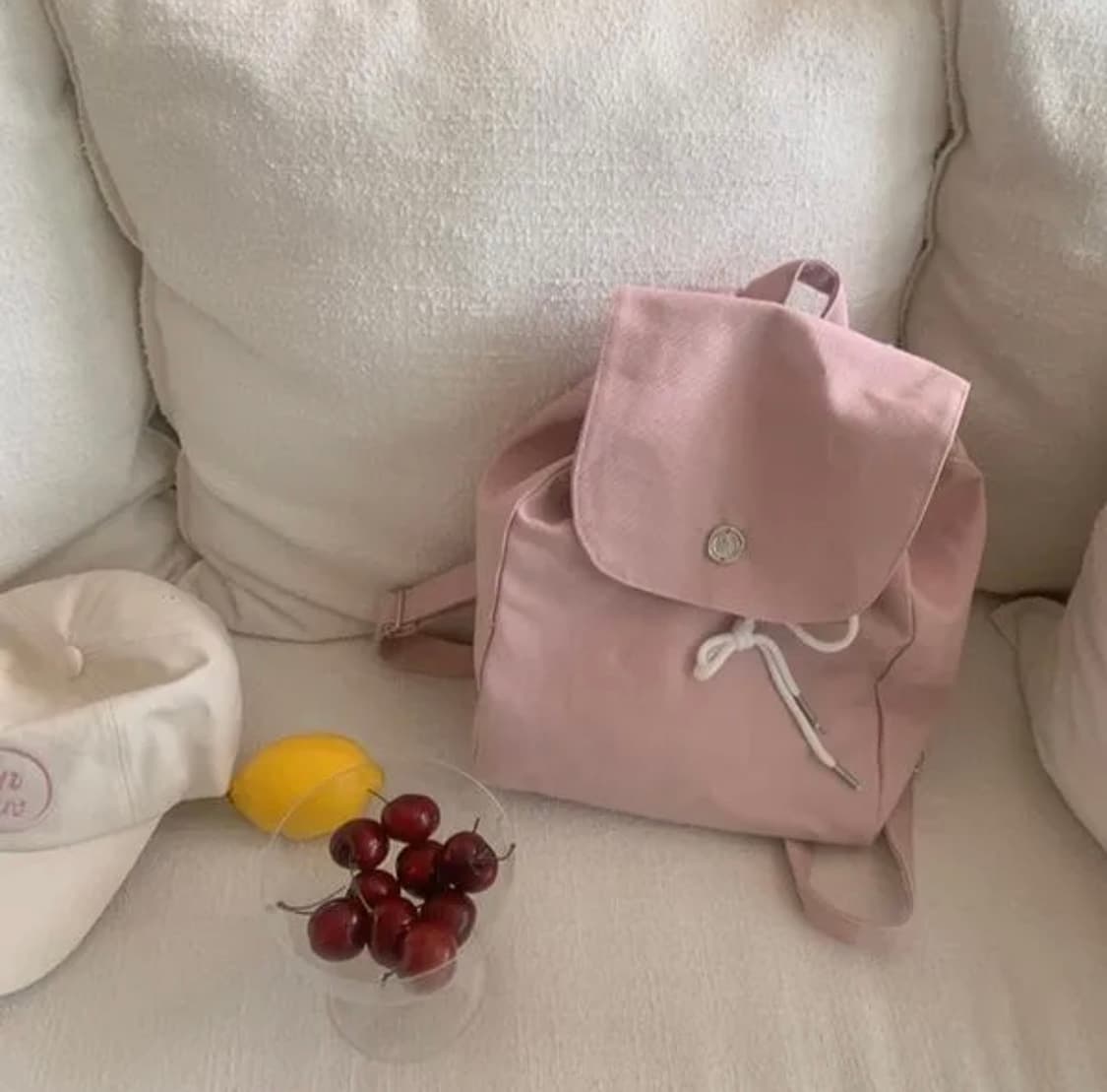 브린 코튼 숄더 백팩 가방 핑크컬러(정가32050원) 상품이미지1