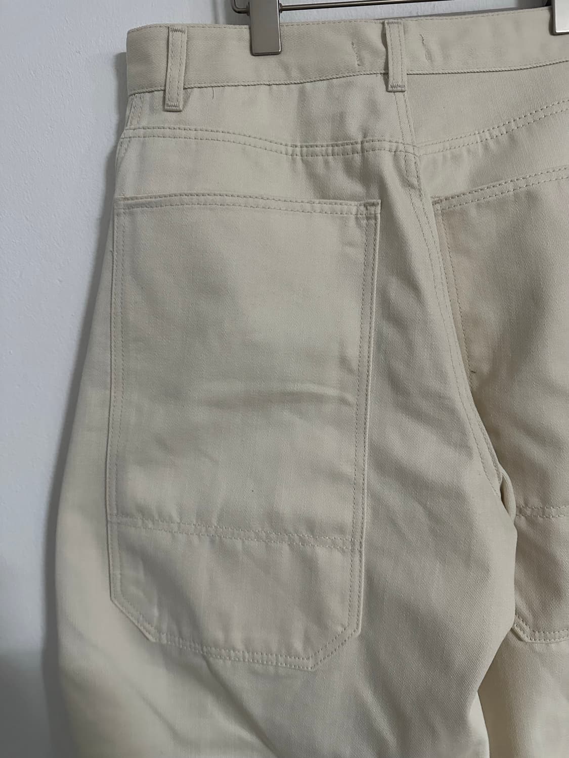 면 와이드 벌룬핏 커브 팬츠 M, L 아이보리 새상품 상품이미지7