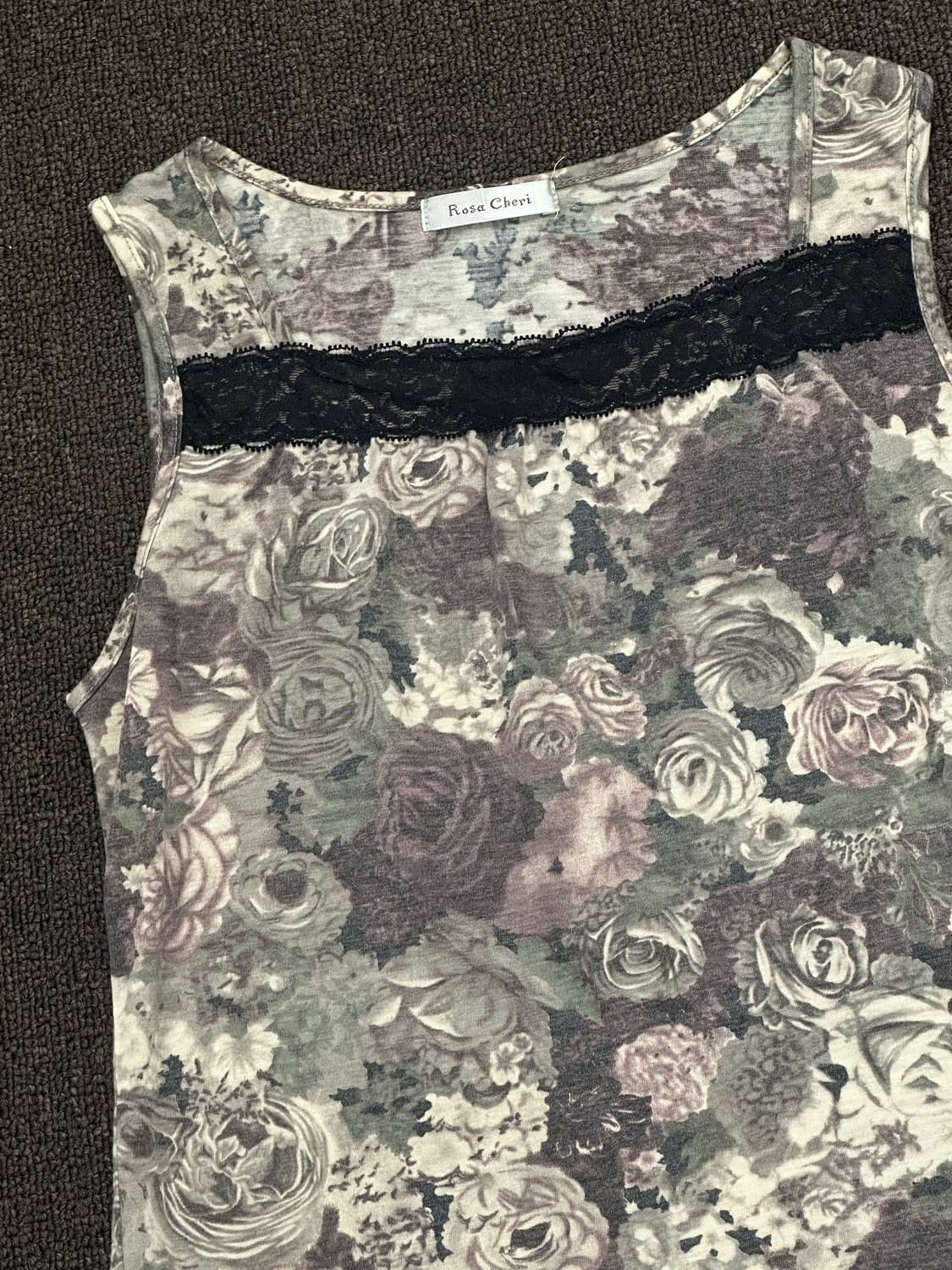 M)Japanese vintage 플라워 프린팅 레이스 나시 상품이미지4