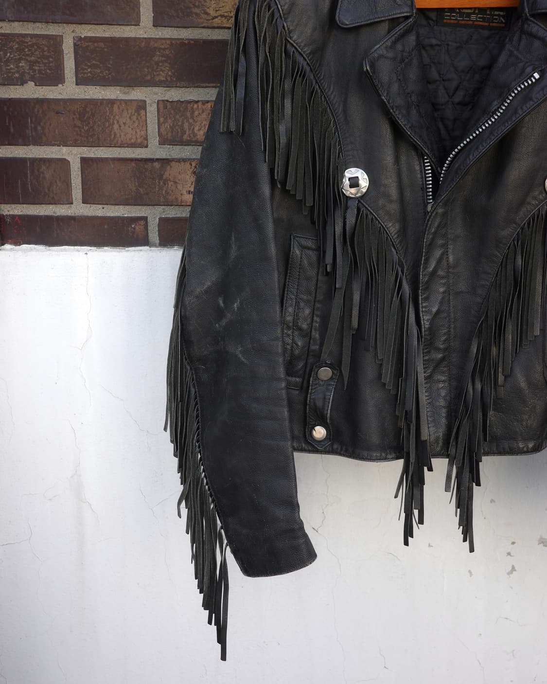 80s 콘초 프린지 모터사이클 레더 자켓 상품이미지3
