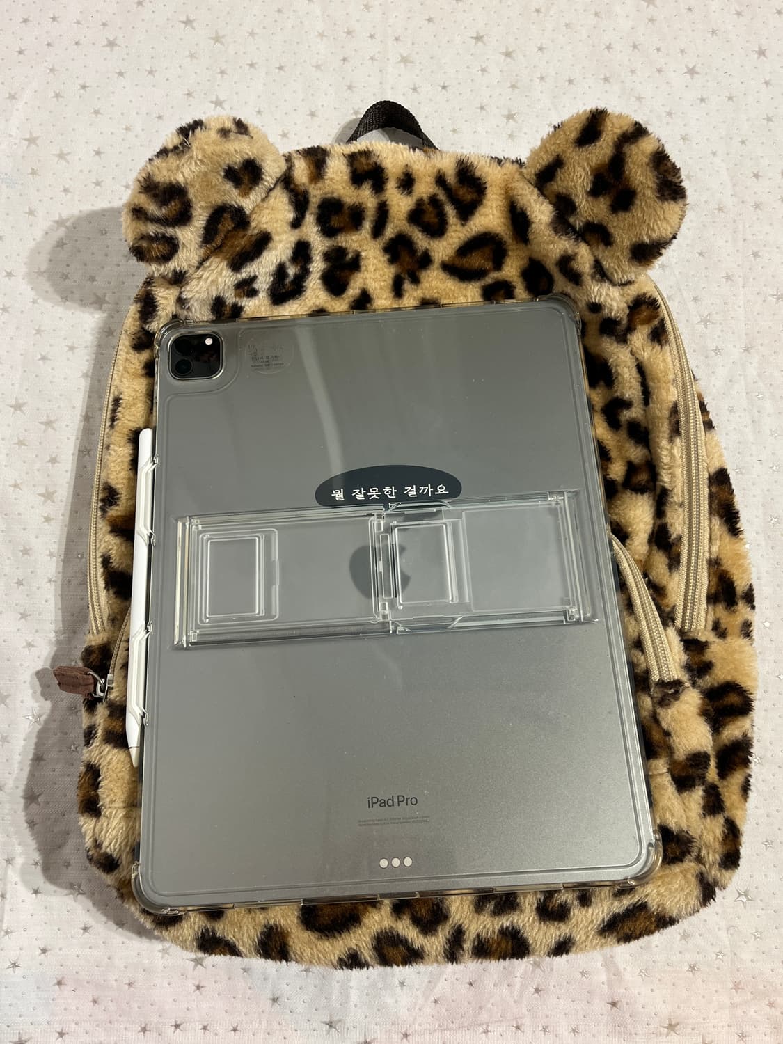 호피무늬 귀 달린 털 가방 🧸 상품이미지5