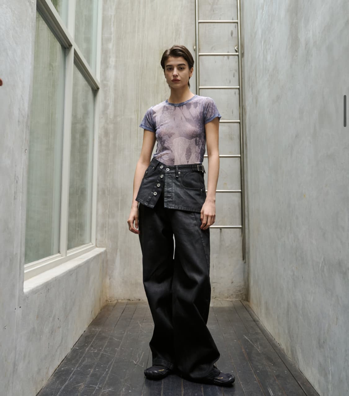 yiyae 컨투어 랩 레이어드 스커트 블랙 상품이미지1