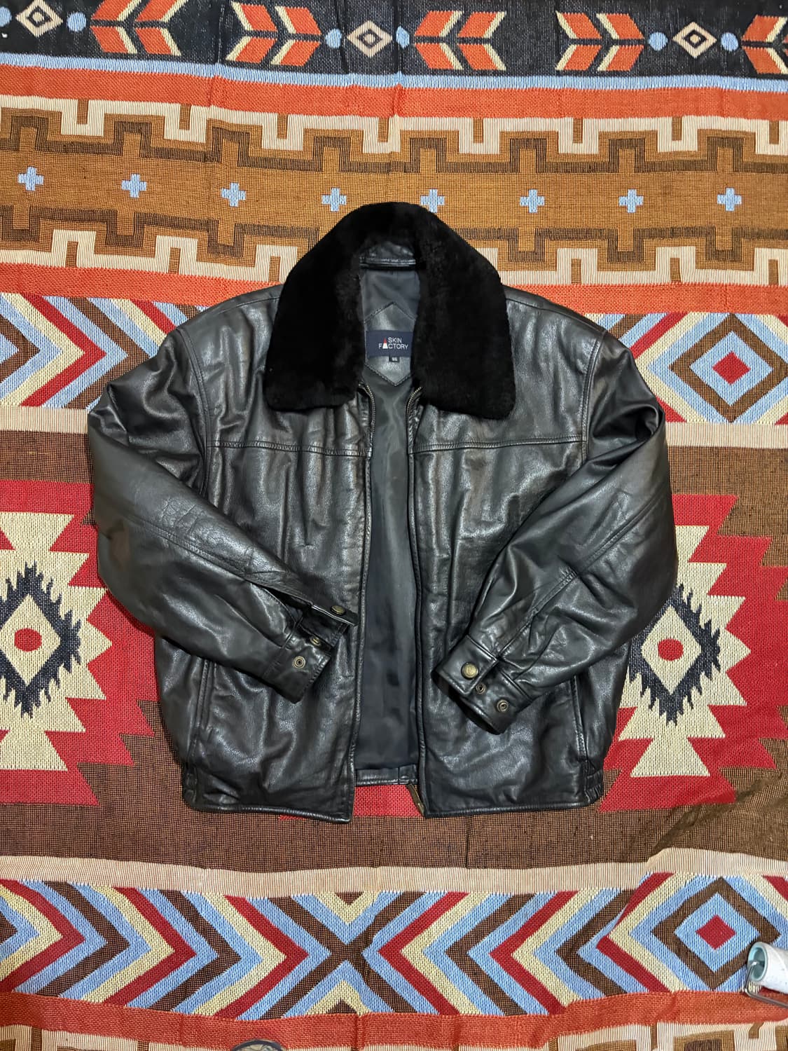 100) 소가죽 퍼 봄버 가죽자켓 상품이미지1