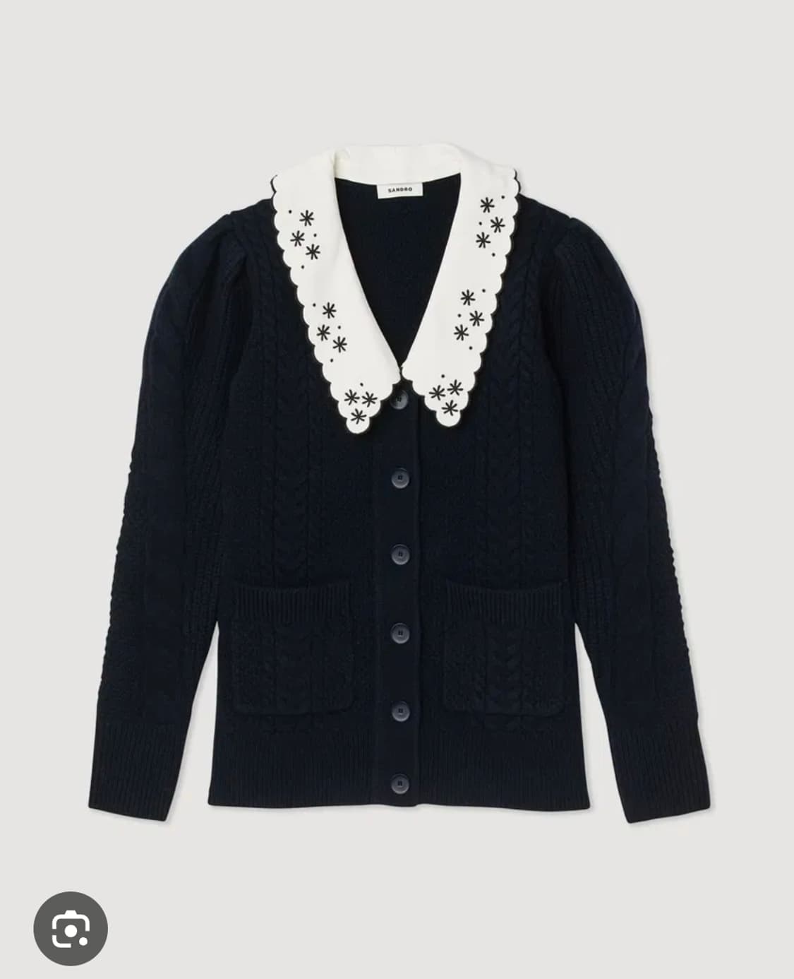 산드로 자수 카라 케이블 울 니트 가디건  1 사이즈 상품이미지3