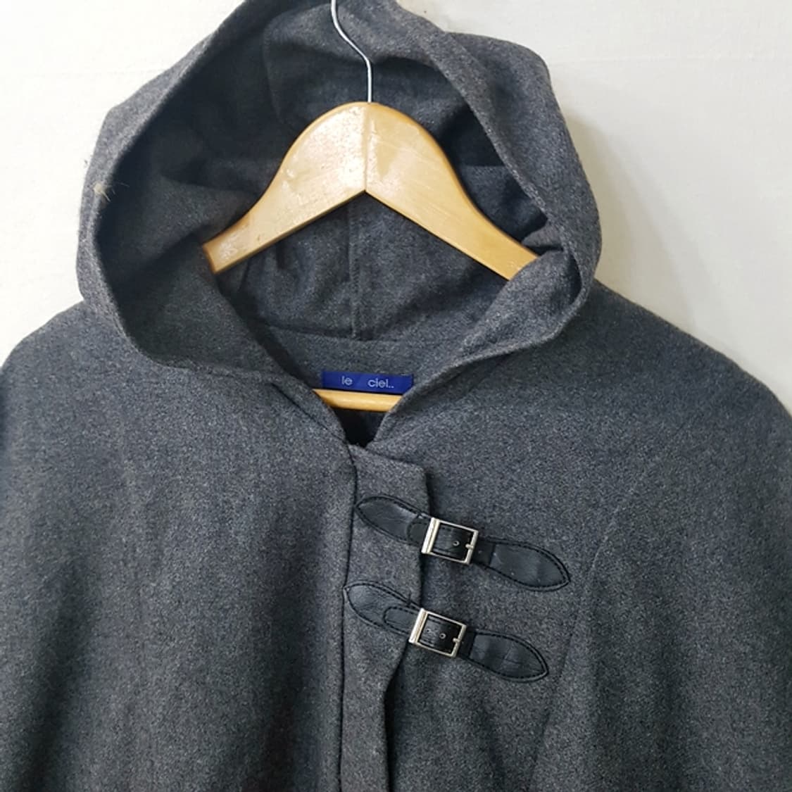 le ciel 울 믹스 후드 케이프 차콜 상품이미지2