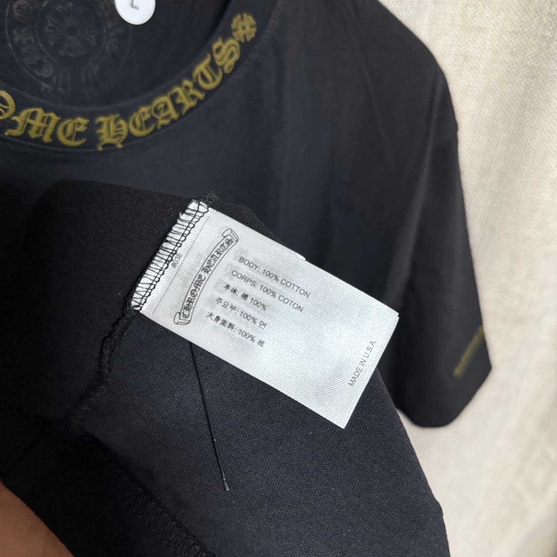 [L] 크롬하츠 넥로고 반팔 티셔츠 블랙 아미그린 상품이미지6