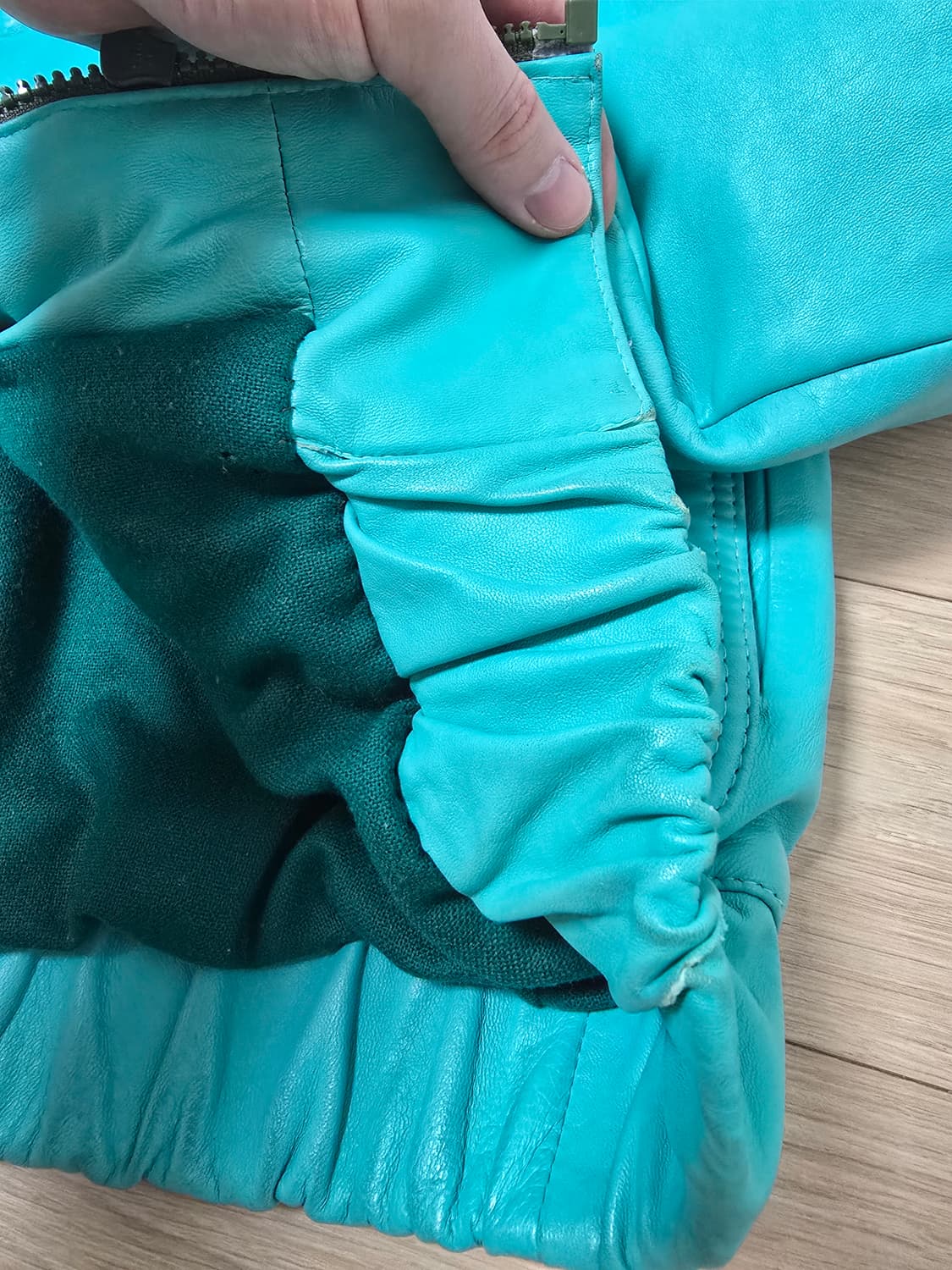 빈티지 청록 민트 티파니컬러 양가죽 봄버 자켓 L 상품이미지9