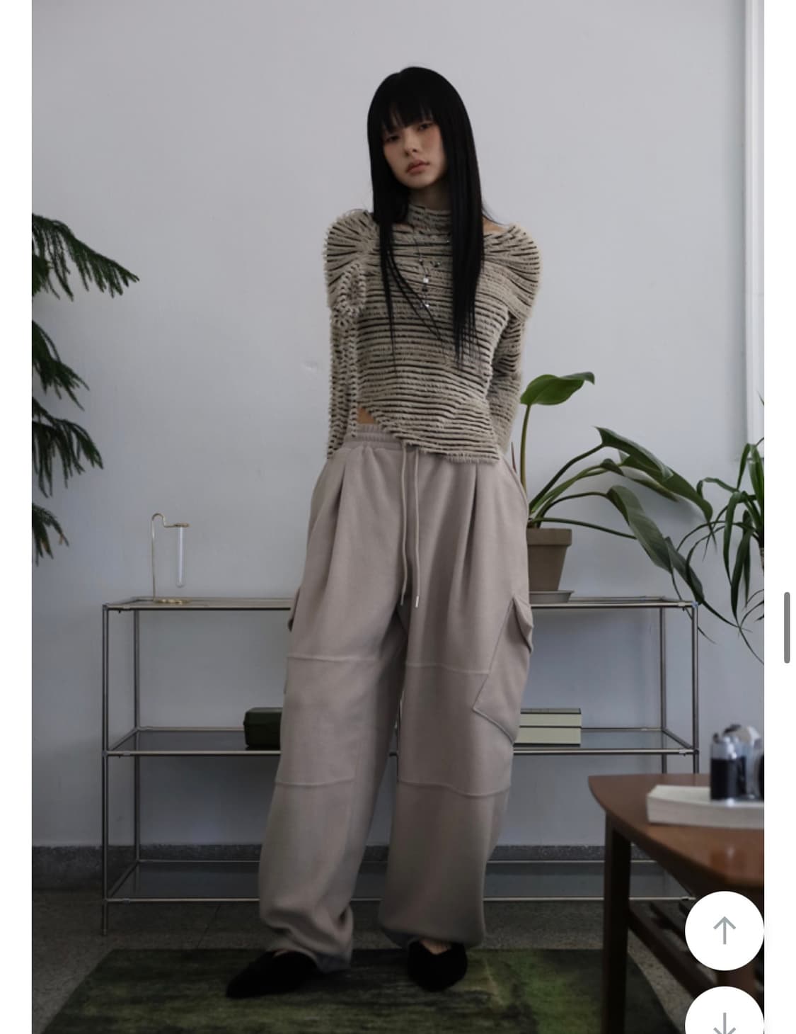 스트라이프 초커 오프숄더 니트 상품이미지4