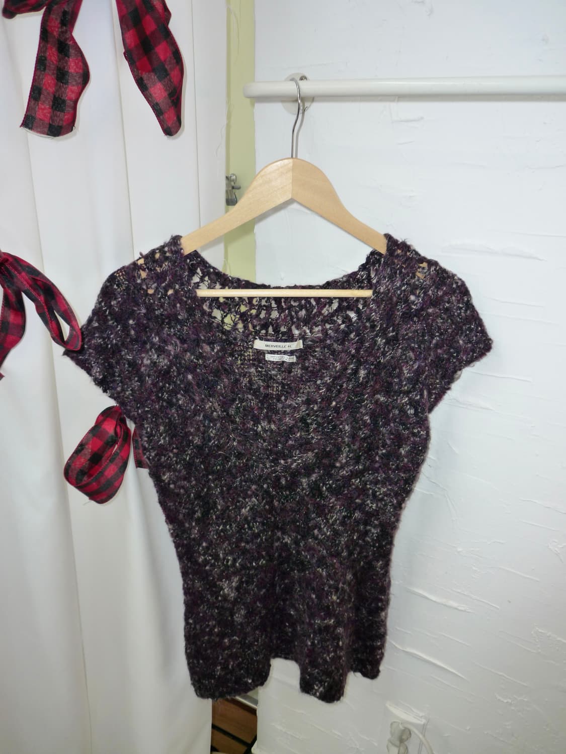 Deep violet knit vest 상품이미지6