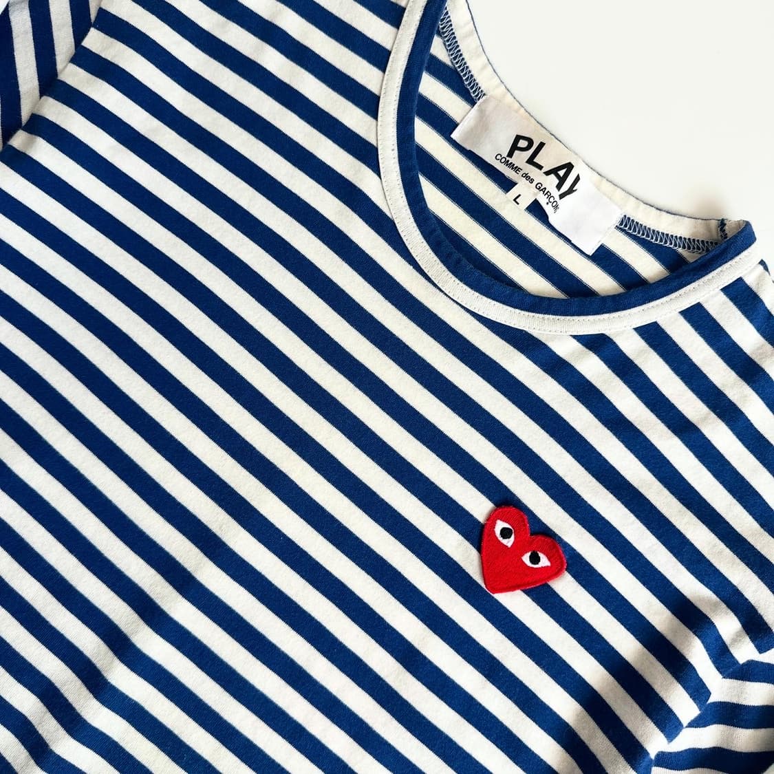 Comme Des Garsons 꼼데가르송 블루 스트라이프 보더티 상품이미지1