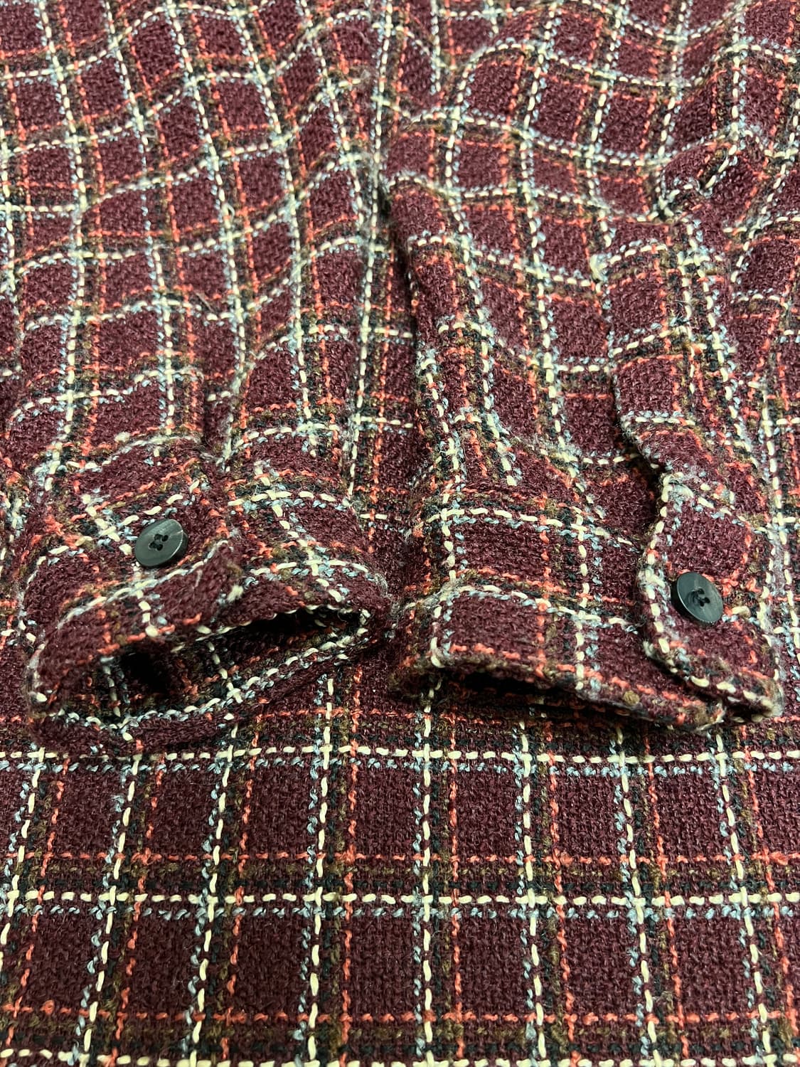 hoodie 버건디 체크 트위드 오버핏 셔츠 / 겨울 셔츠 아우터  상품이미지7