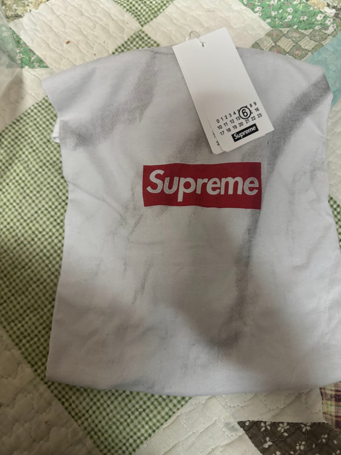 슈프림 x MM6 메종 마르지엘라 박스로고 티셔츠 화이트 XL 상품이미지2