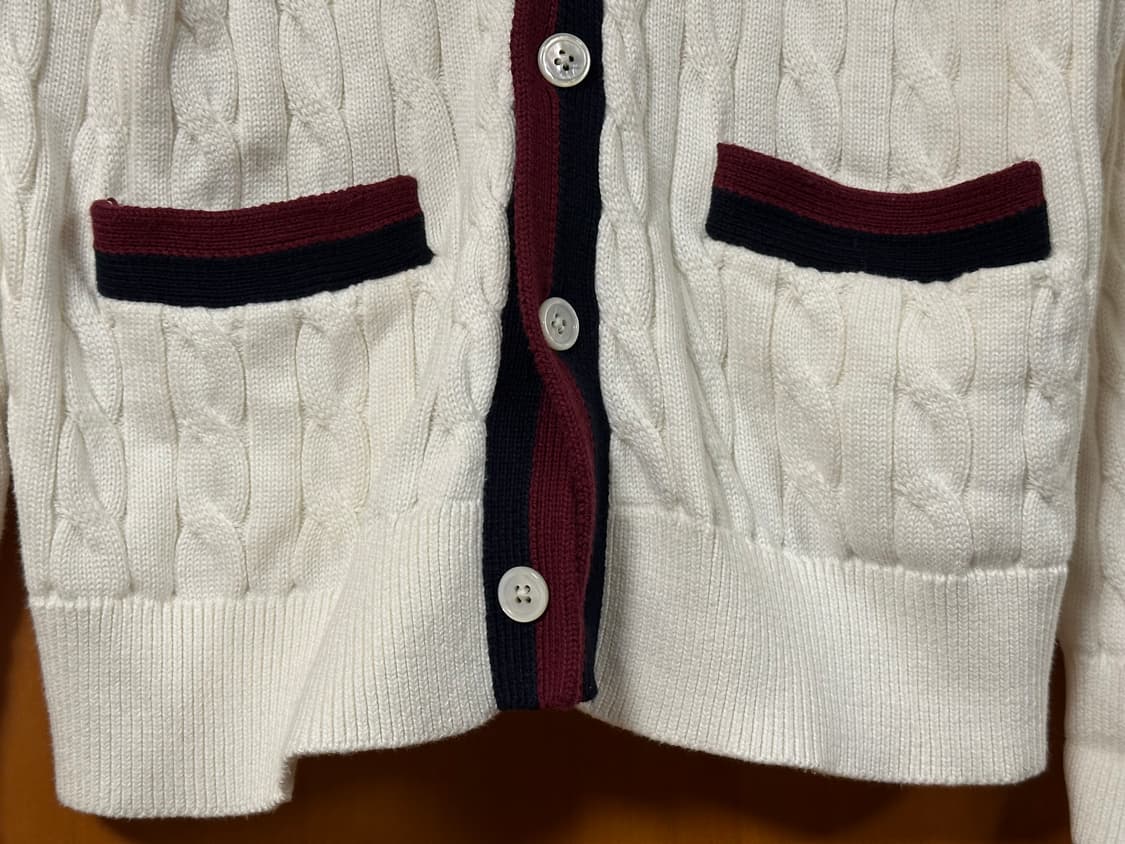 Supima cotton tennis cable cardigan 상품이미지3