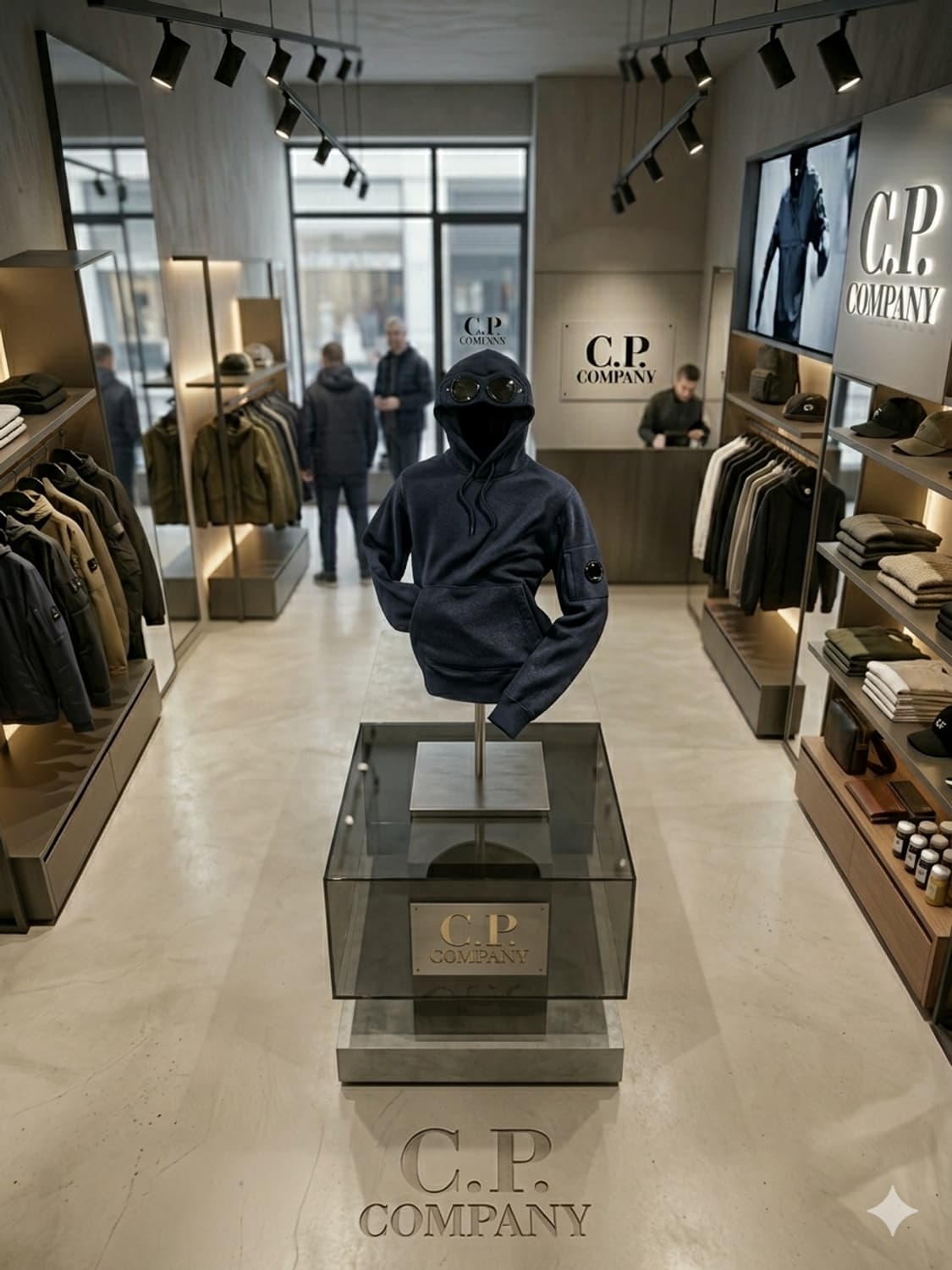 CP 컴퍼니 고글 디아고날 루프백 후드티 (100,블랙) 상품이미지3