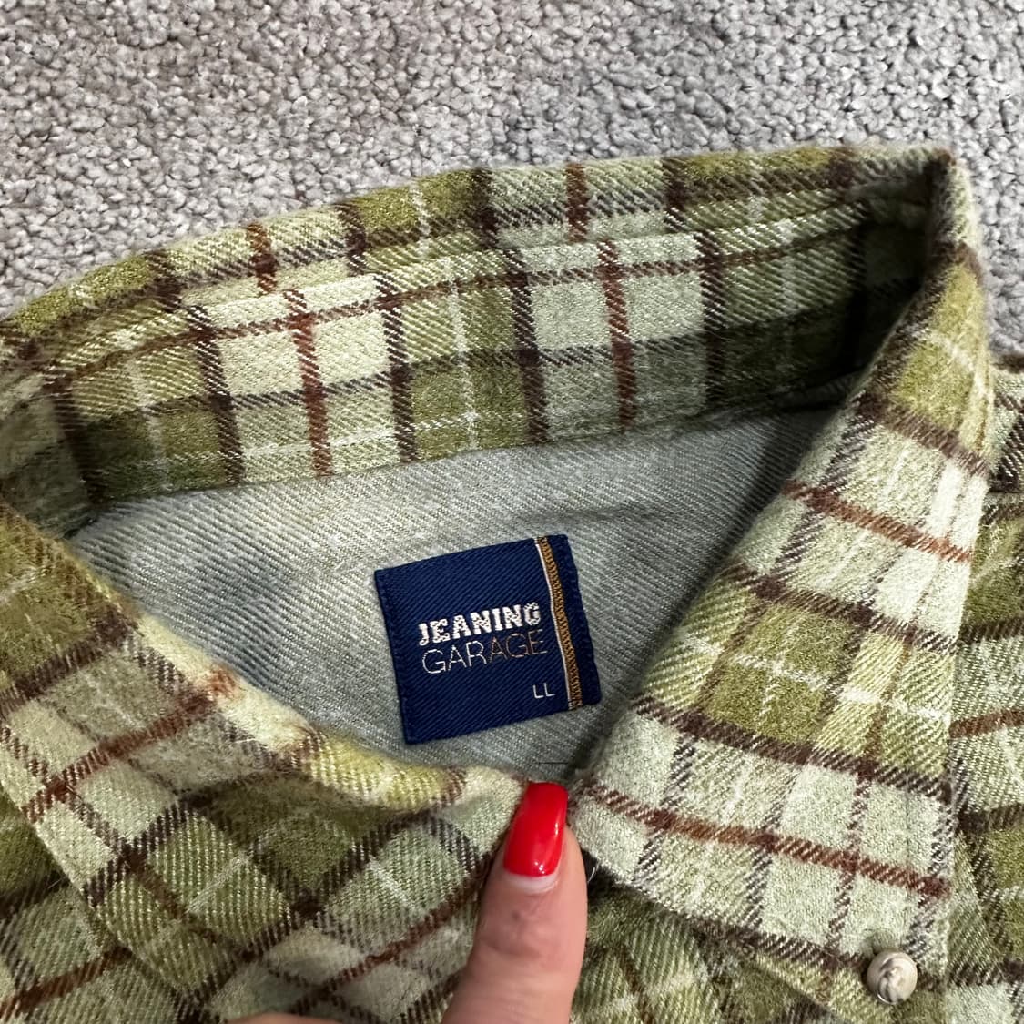 재패니즈vtg 올리브 카키 플란넬 체크 셔츠L 상품이미지2