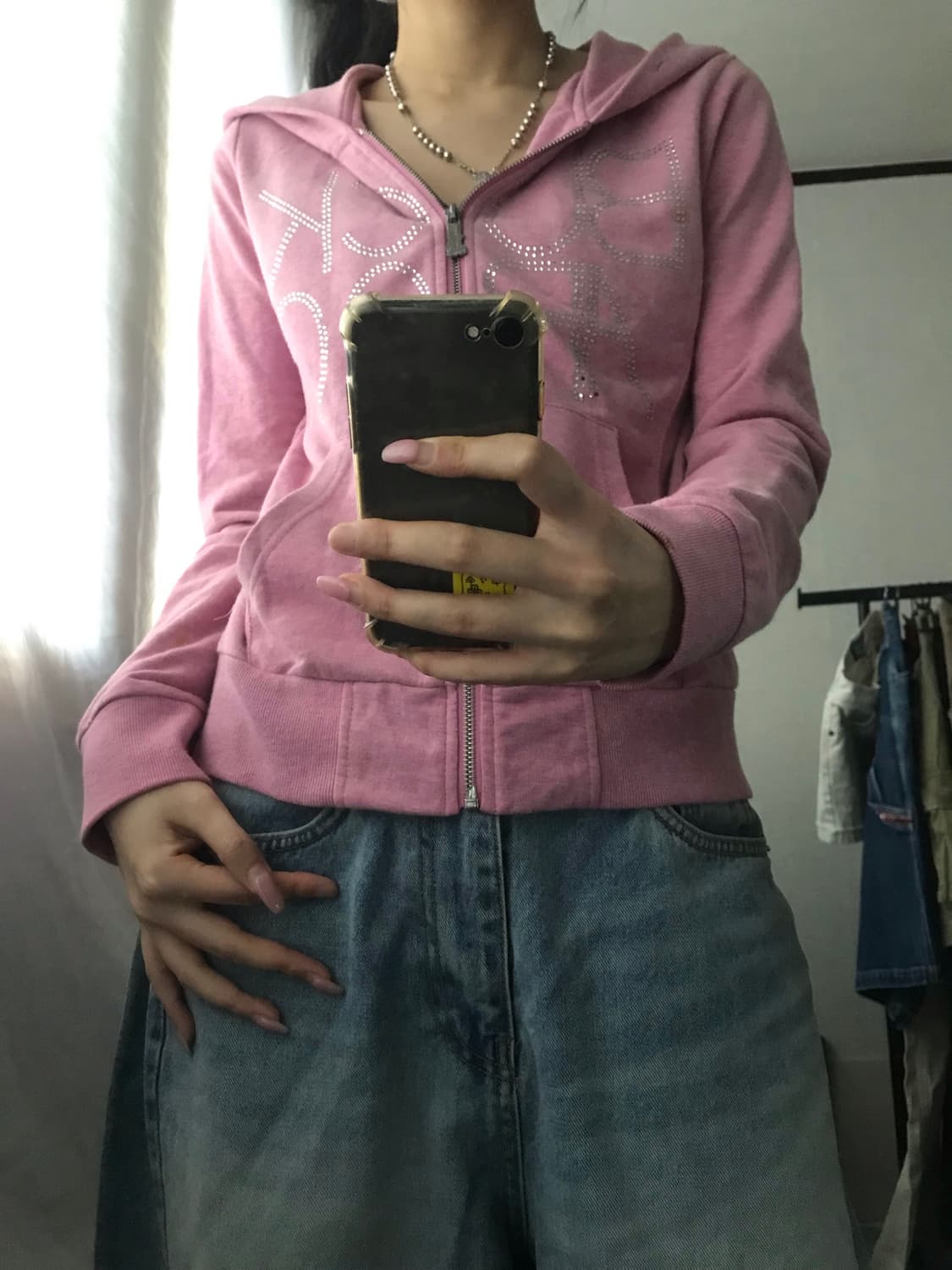 버카루 핑크 큐빅 후드집업 상품이미지3