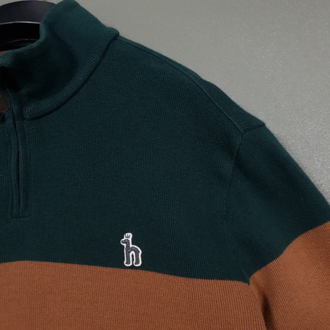 헤지스 신형 20FW 컬러블록 면 하프집업 코튼 니트 스웨터 긴팔티 L 상품이미지5