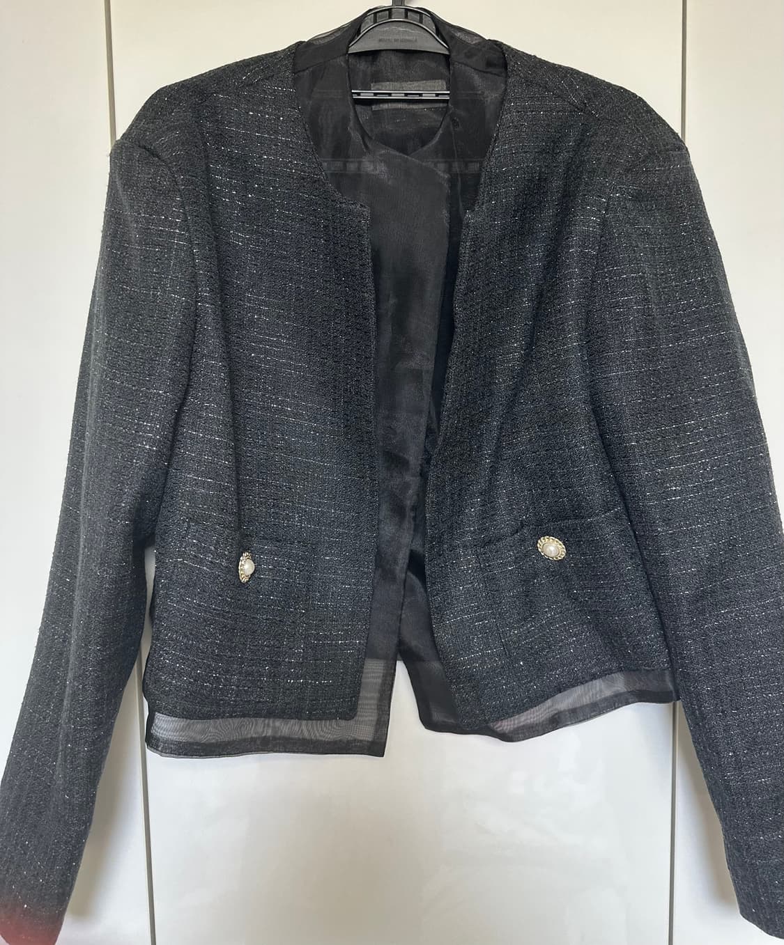 블랙 트위드 오간자노카라 자켓 상품이미지3