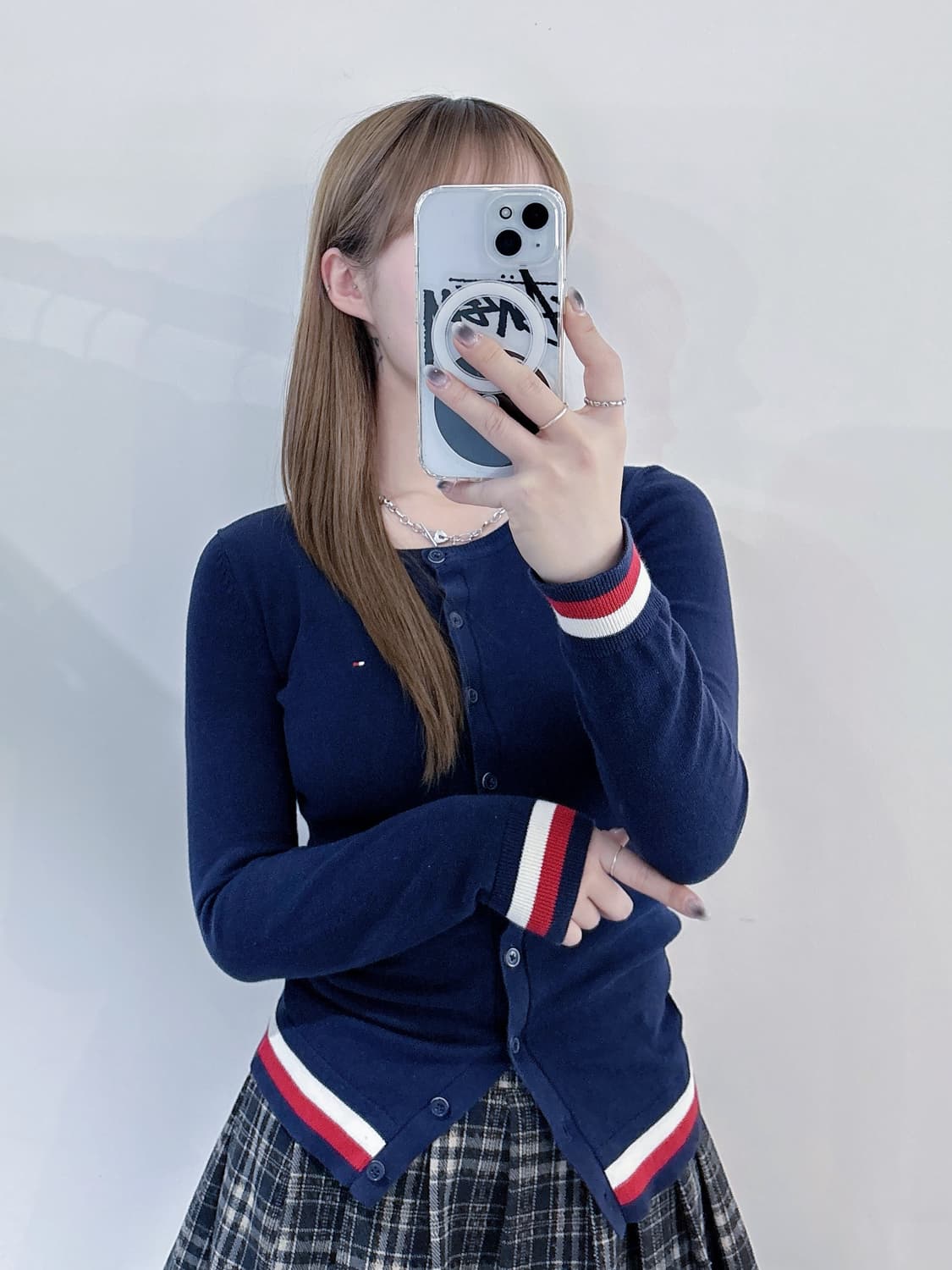 타미힐피거 네이비 딱붙핏 라운드 가디건 상품이미지3