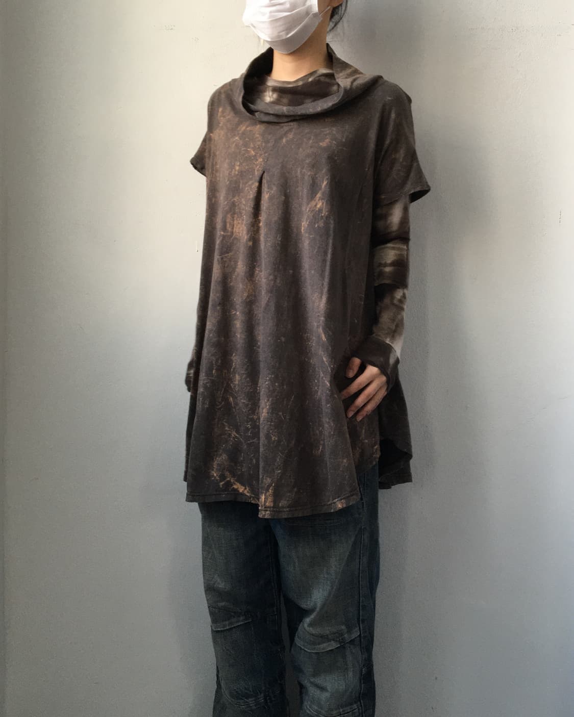 Dyed printing unbalanced onepiece 상품이미지2