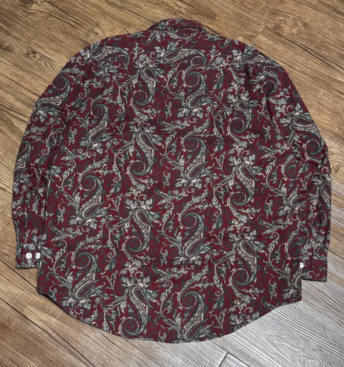 해즈빈 폴리시드 맨 버건디 페이즐리 셔츠 상품이미지3