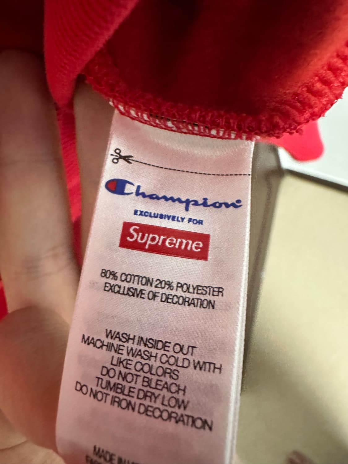 슈프림 x 챔피온 집업 후드 스웨트셔츠 레드 - 24SS 상품이미지5