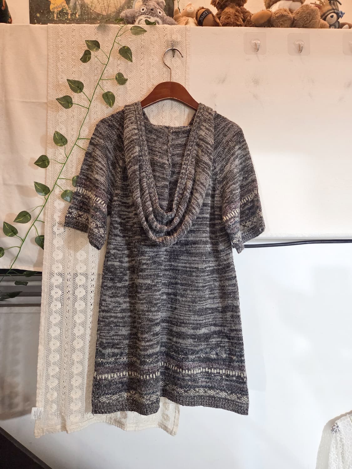 ikka 에스닉 반팔 후드 니트 상품이미지5