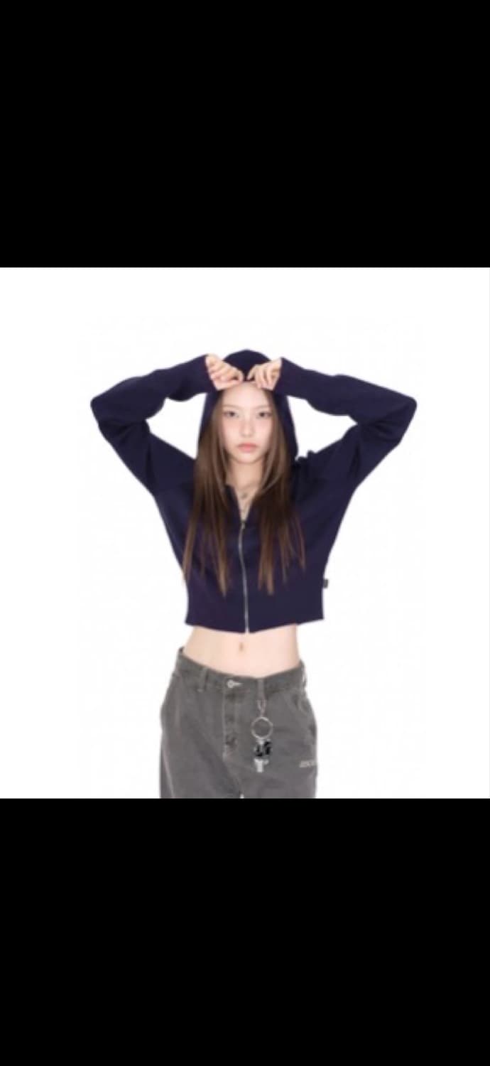 애즈온 PUNCHED KNIT HOOD ZIP-UP / NAVY 상품이미지1