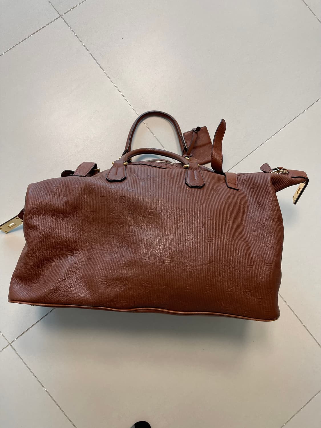 타임(TIME)소가죽 레더 보스턴백 브라운 상품이미지1