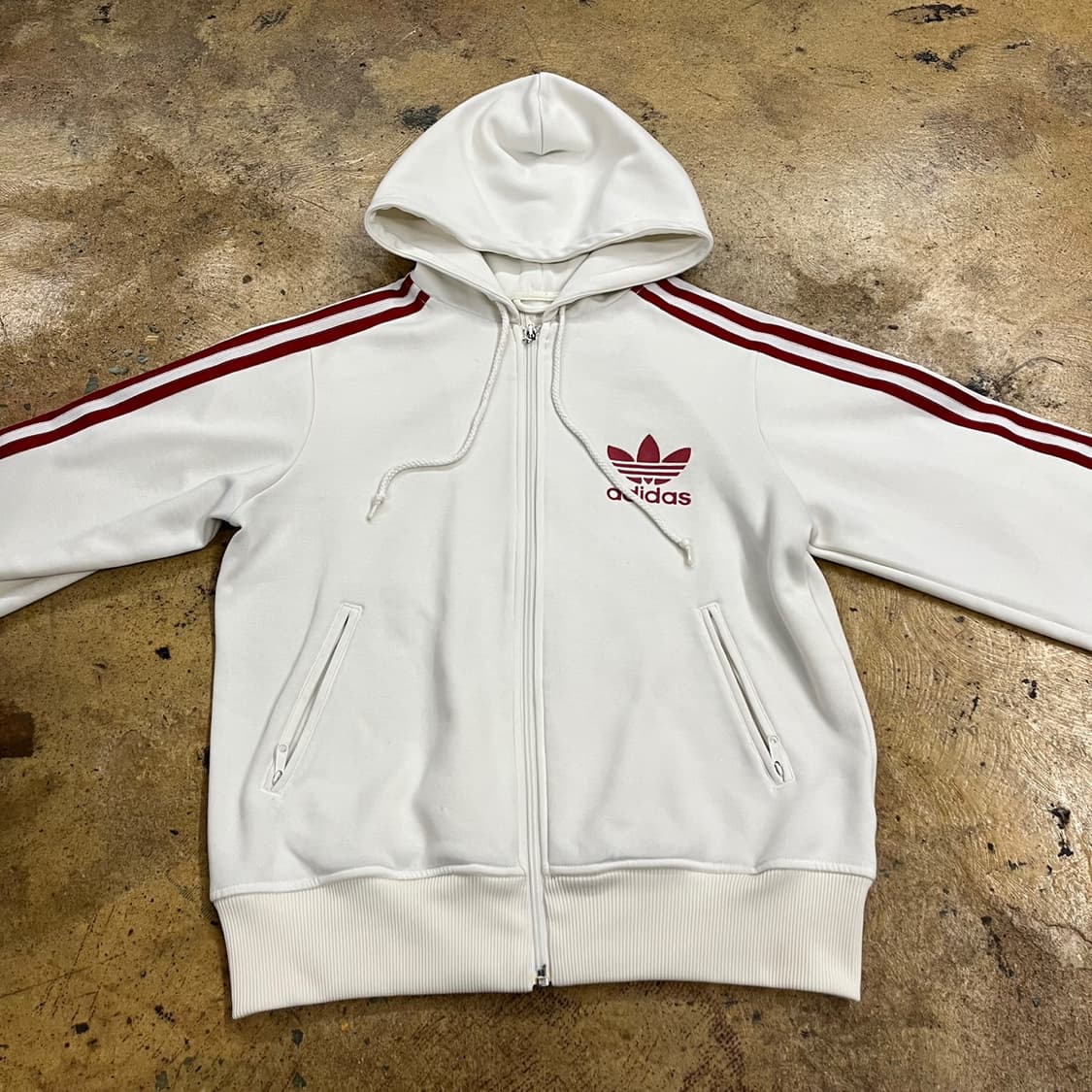 아디다스 흰빨 화이트 레드 후플 플락 후드집업 져지  상품이미지3