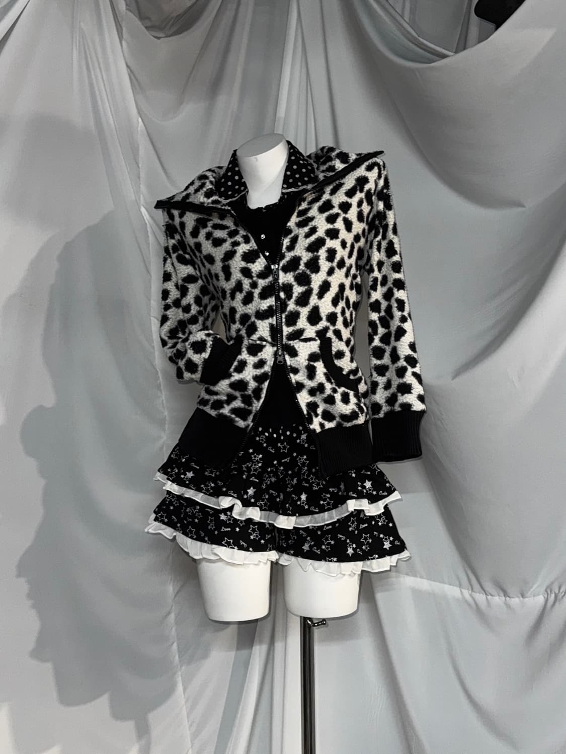 무채색 미와코깔 키치 데일리 하라주쿠 레오파드 코디세트 상품이미지5