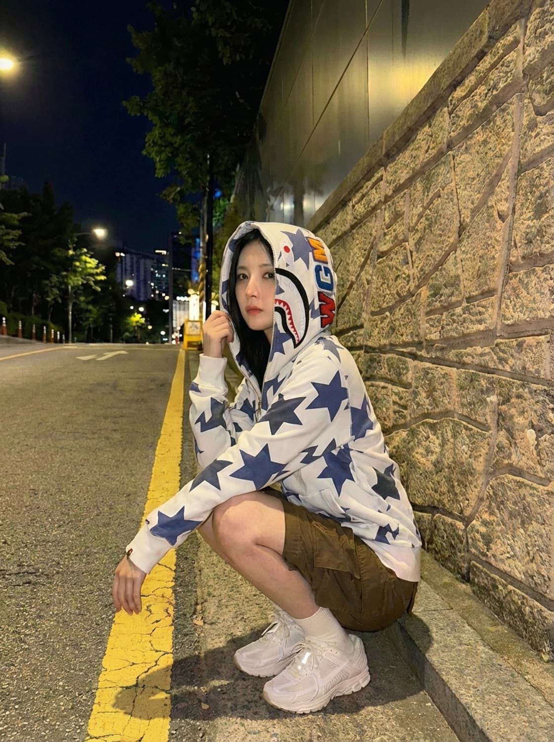 베이프 스타 블루 화이트 후드 집업 ⭐ 상품이미지2