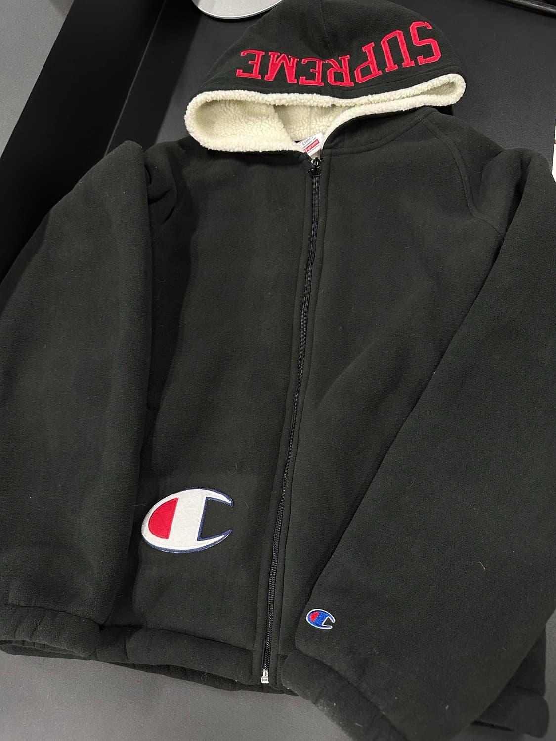 슈프림&챔피온 후드 플리스 집업 상품이미지4