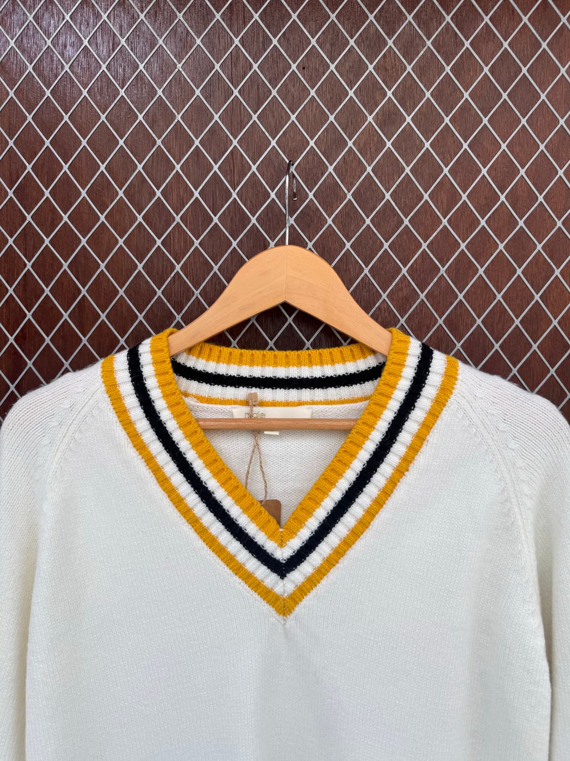 마쥬 maje 배색 브이넥 울 니트 1 상품이미지7