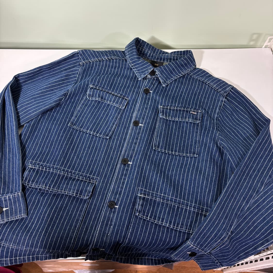 L 브라운브레스 진청 스트라이프 워크자켓 상품이미지1