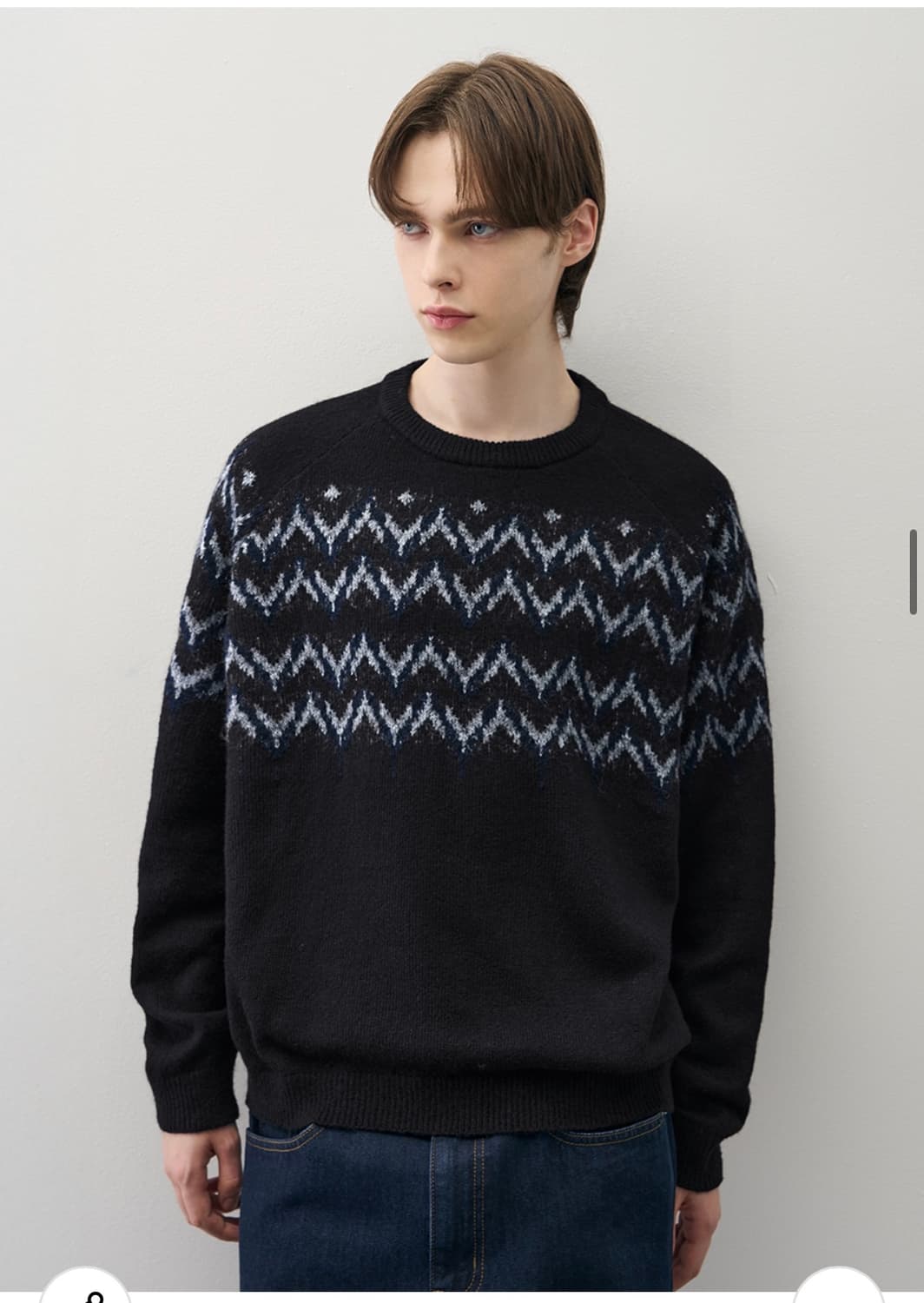 (XL) 드로우핏 울 헤어리 노르딕 크루넥 니트 BLACK 판매 상품이미지3