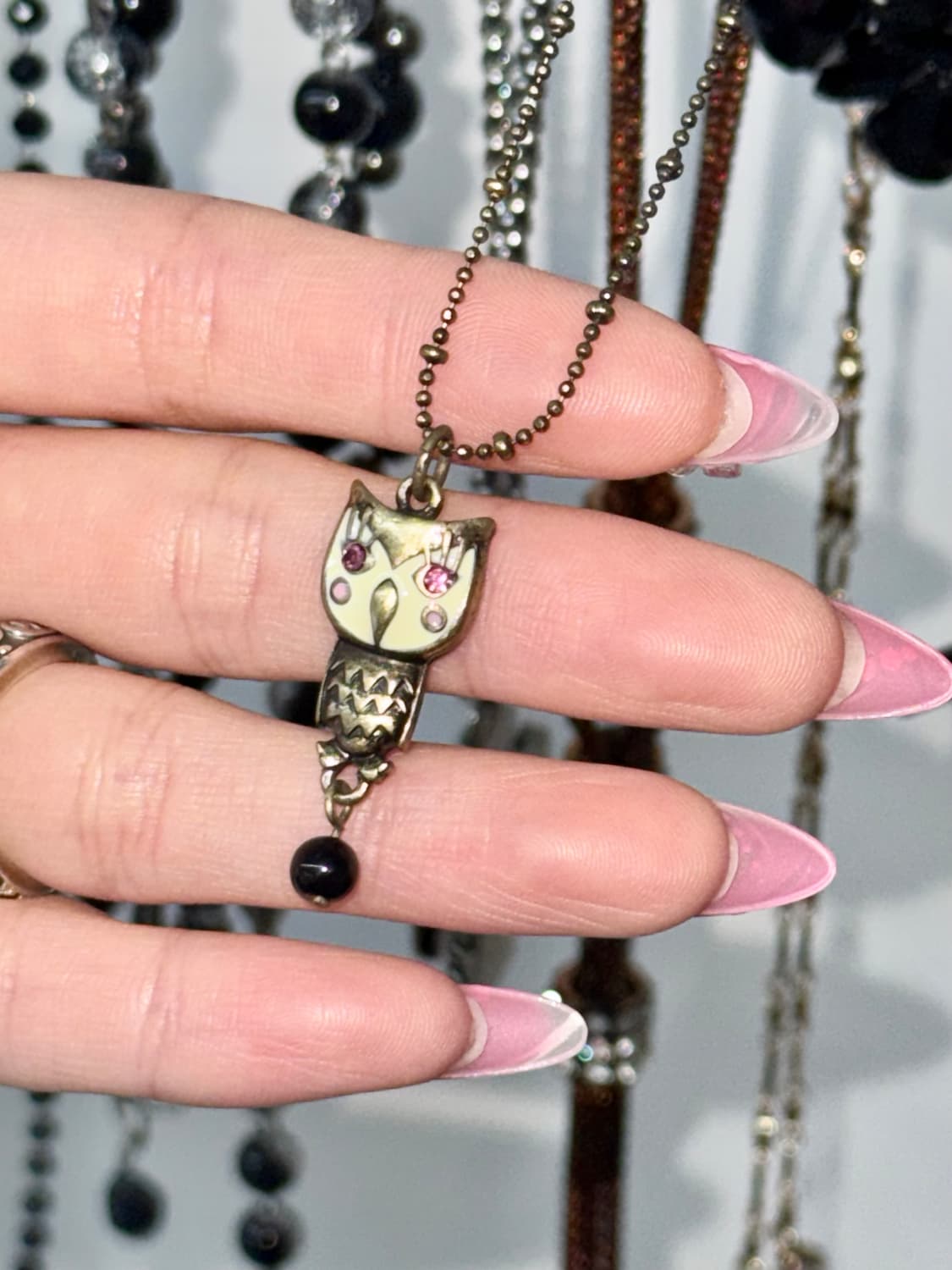 y2k 부엉이 큐빅 네크리스 상품이미지2