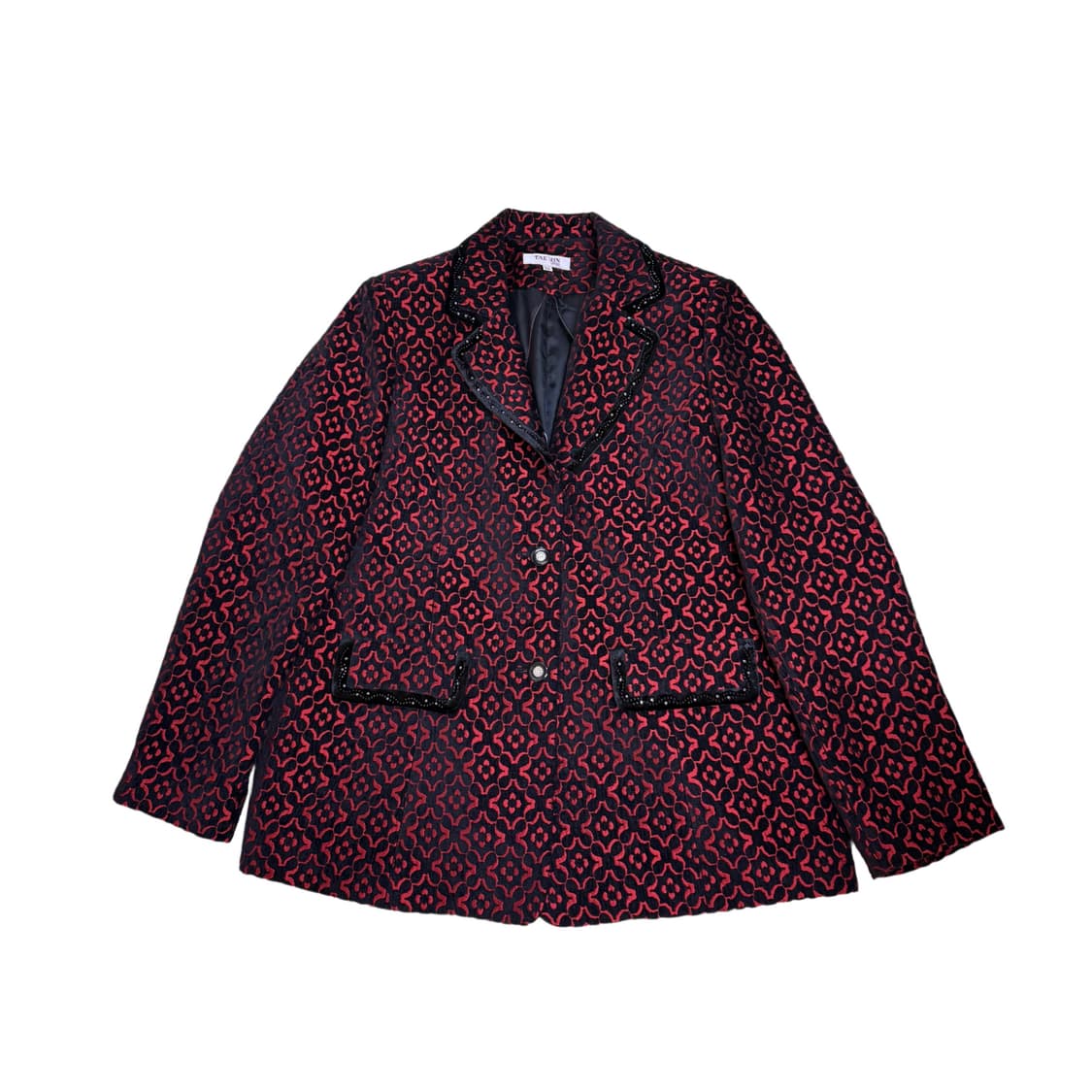 빈티지 패턴 레드 블랙 자켓 상품이미지2