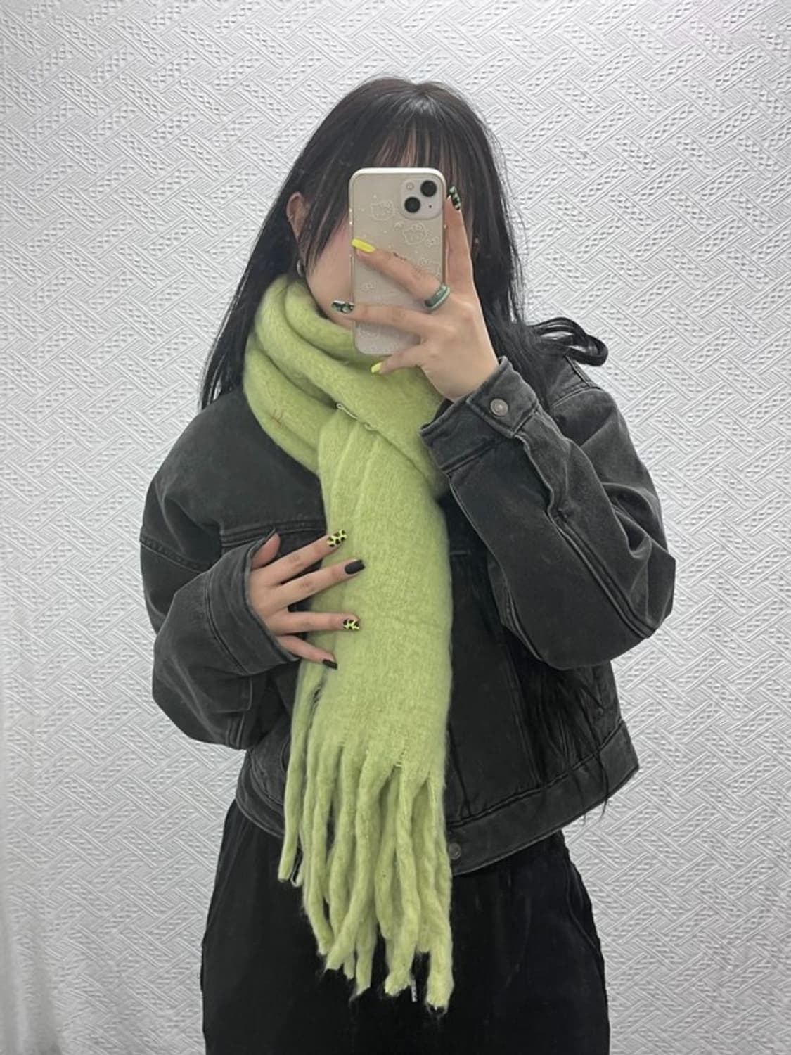 빈티지 폭닥 피스타치오 그린 목도리 C07471 상품이미지2