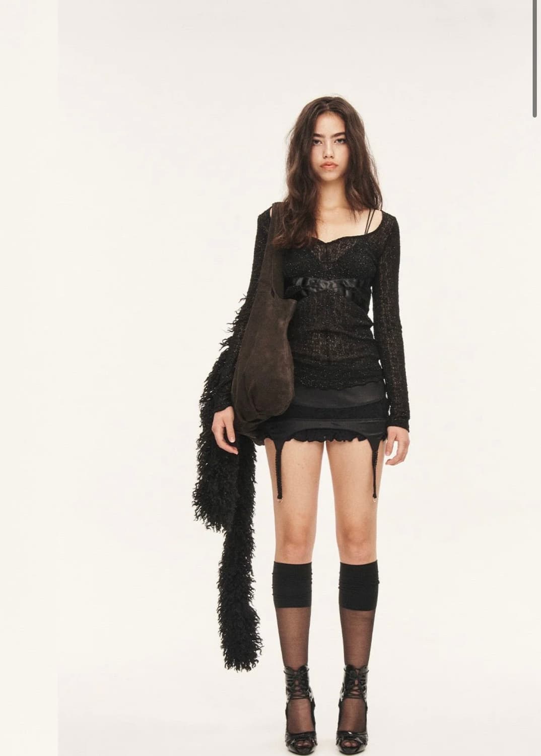 Threetimes 쓰리타임즈 cross pearl top 블랙 S 상품이미지3