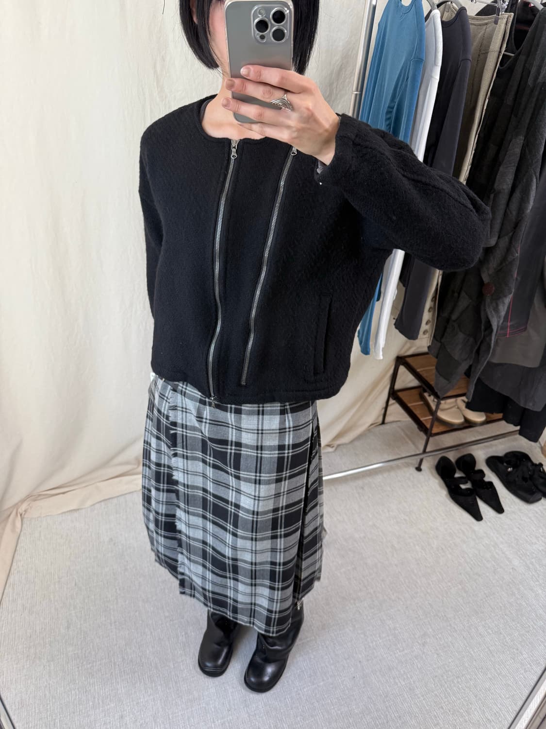 Shareef 사선 집업 숏 자켓 상품이미지3