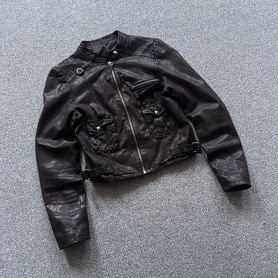 브라운 레더 라이더 자켓 상품이미지3