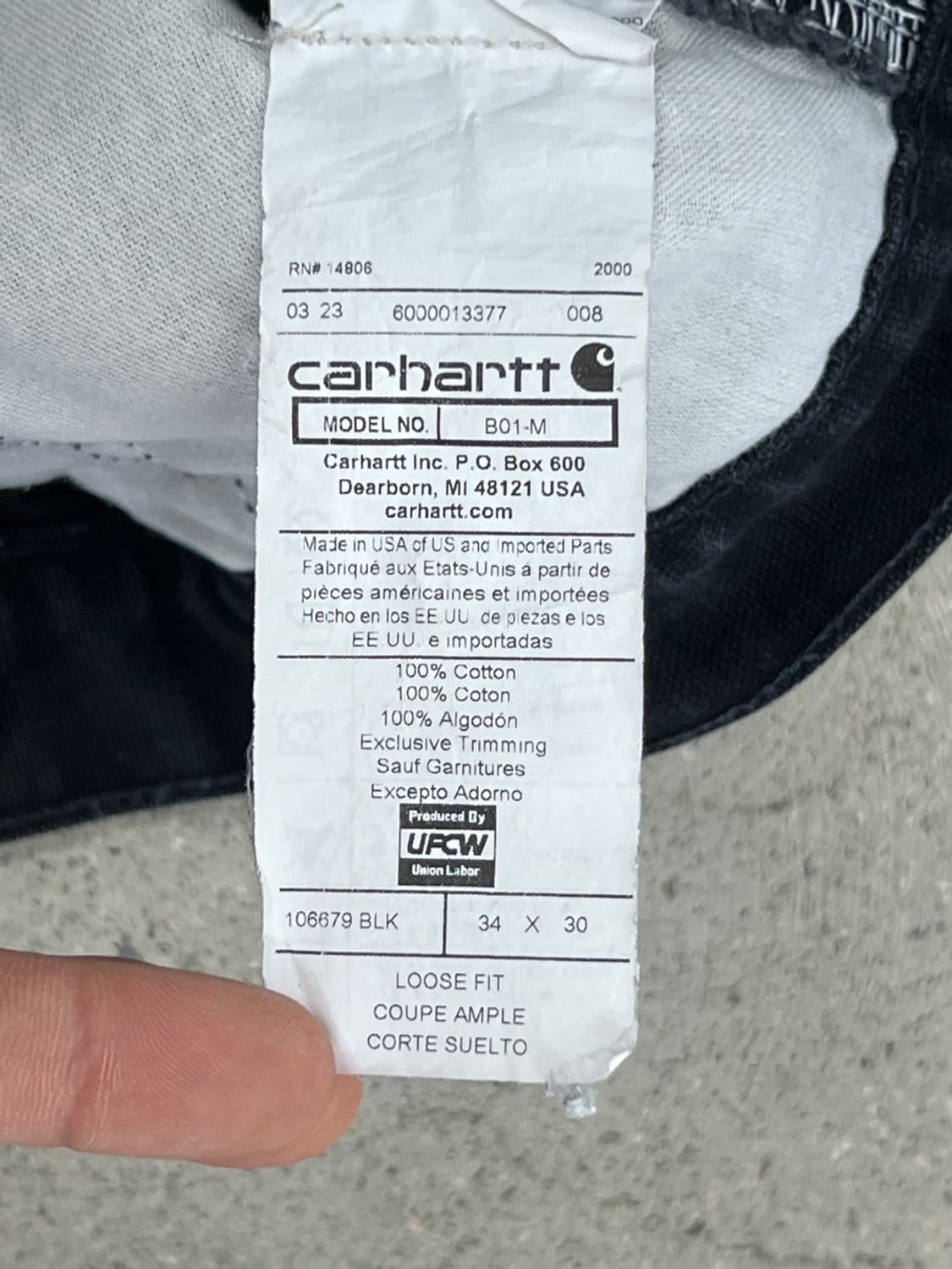 칼하트 블랙 더블니 팬츠 상품이미지10
