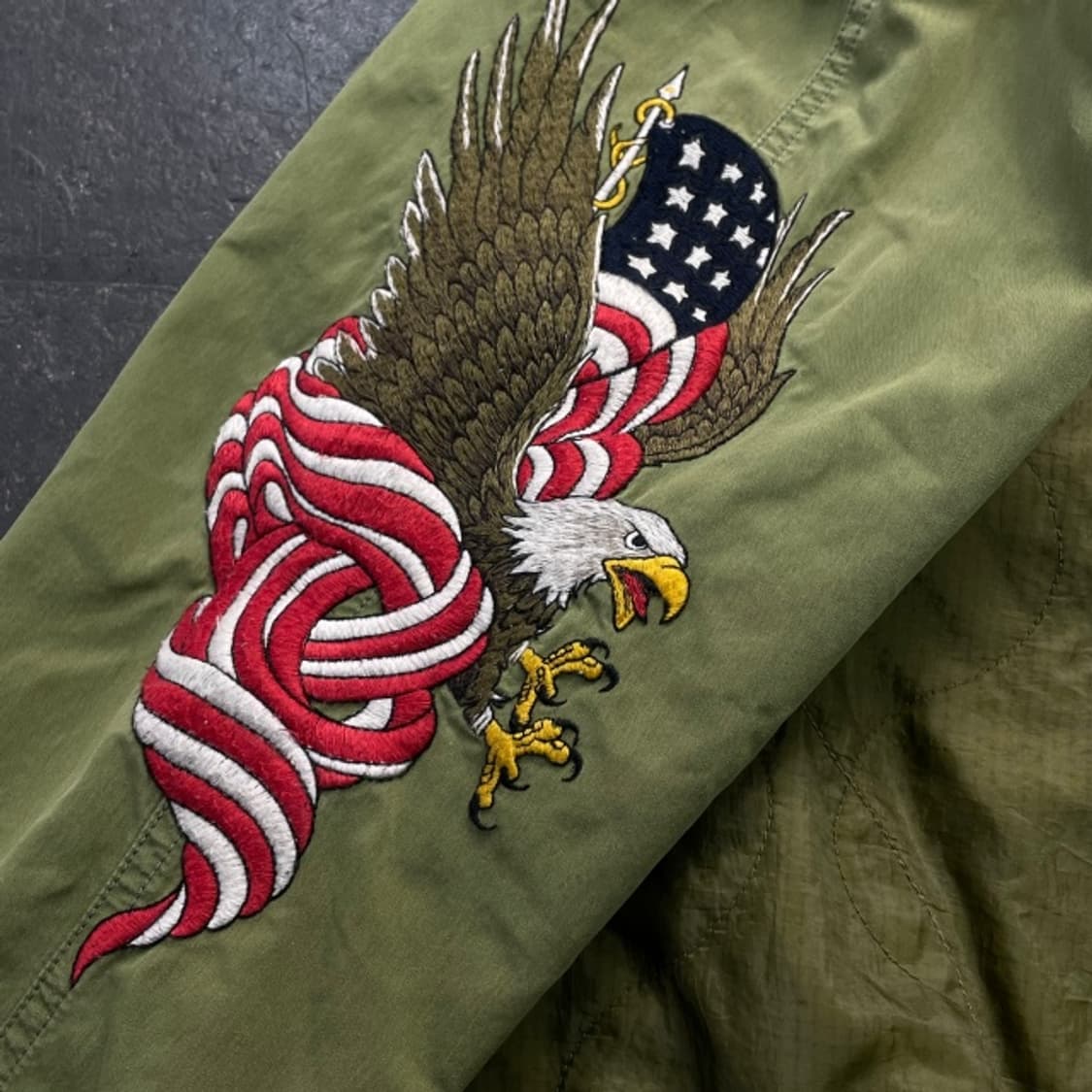 100 폴로 데님 앤 서플라이 독수리 자수 밀리터리 퀄팅 자켓 상품이미지3