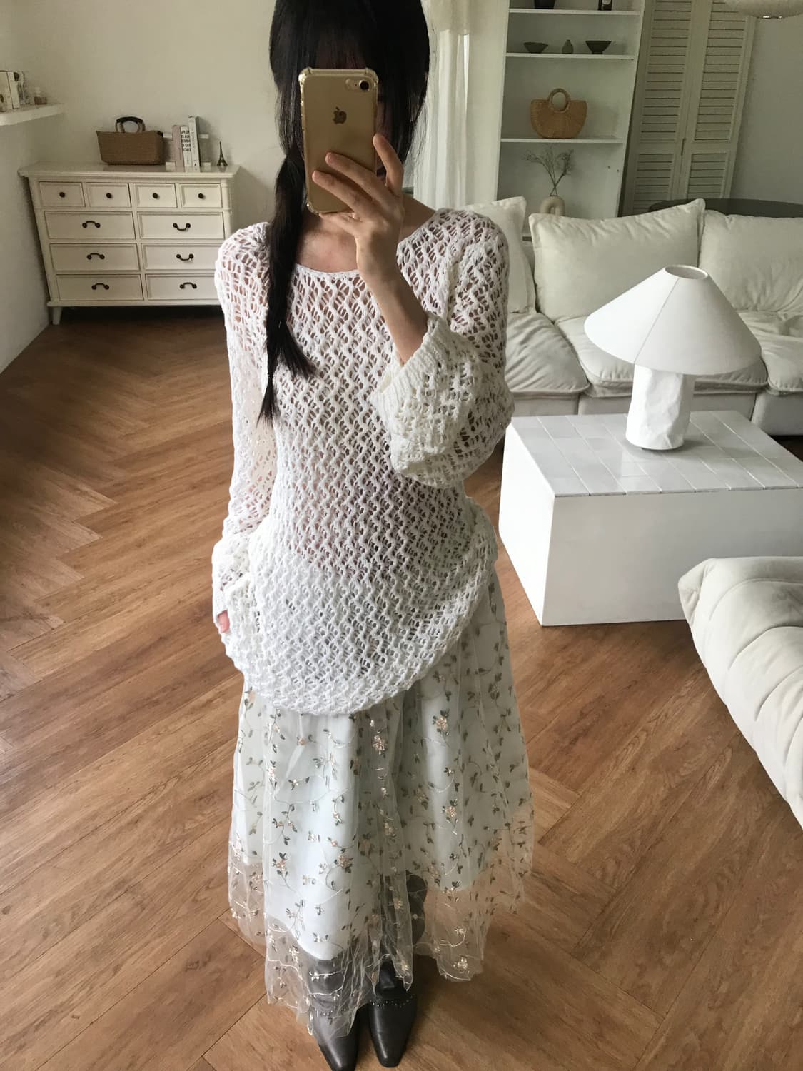 vintage ivory net top 상품이미지2